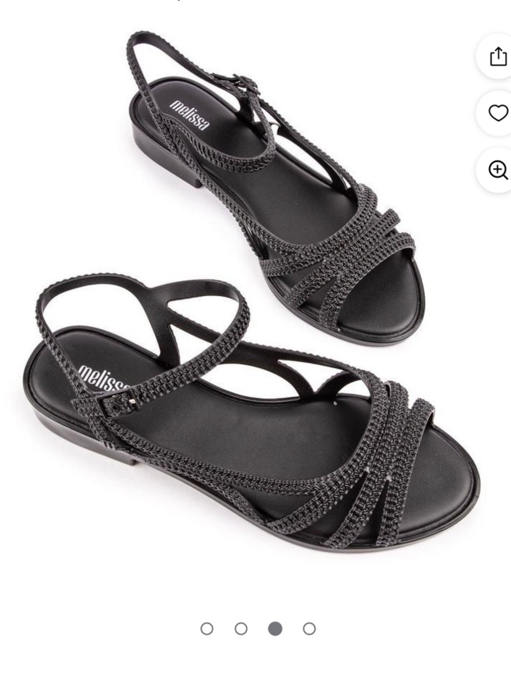 Melissa Femme Classy Sandals Black Woven Slingback Jelly Flats US 8